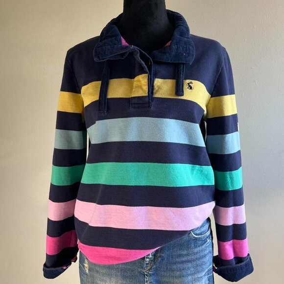 kidcore navy & multi-coloured rainbow striped cotton sweatshirt - Picture 2 of 8